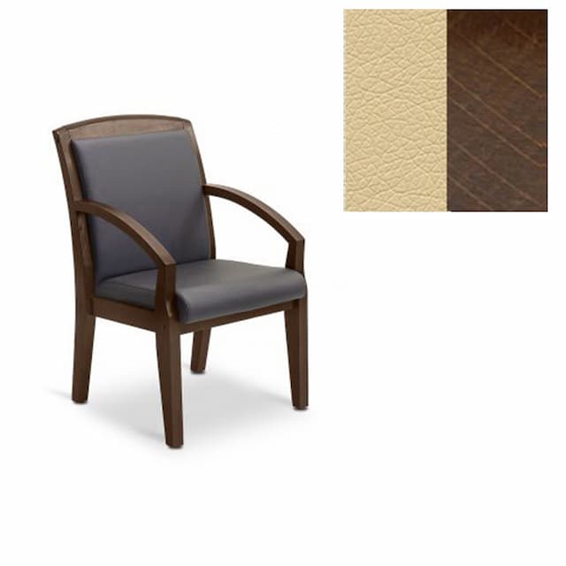 Кресло Юнитекс Граф для посетителя экокожа премиум бежевая CN1123/дерево-орех