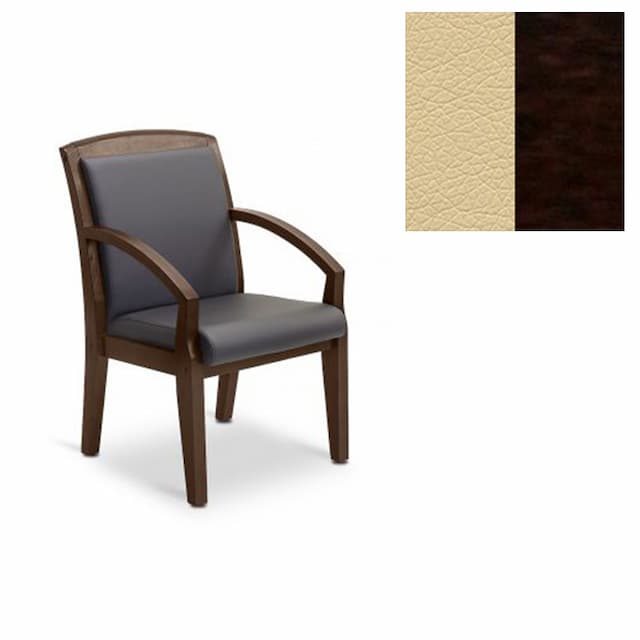 Кресло Юнитекс Граф для посетителя экокожа премиум бежевая CN1123/дерево-венге