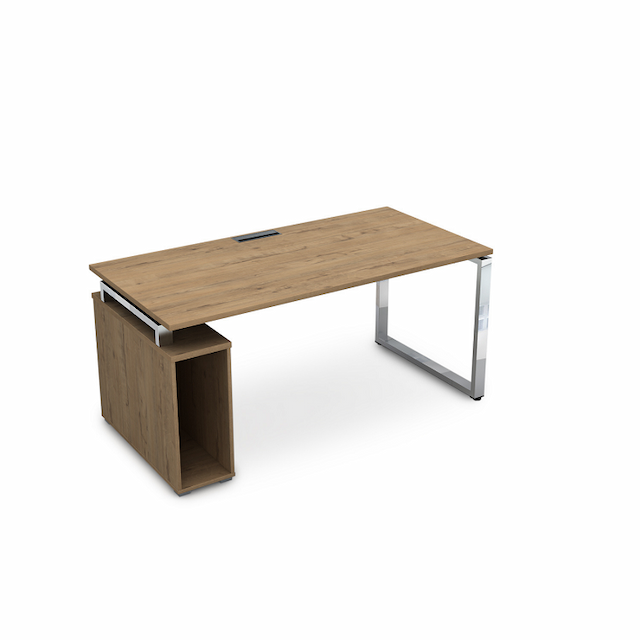 Стол с тумбой под системный блок АЛСАВ Gloss line НССБ-О.985 teakwood/металл глянец
