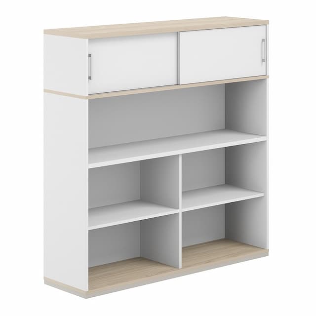 Стеллаж-комбо 1438 односторонний Norden Allegro AG.252.330.672.WH с антресолью и экраном ЛДСП