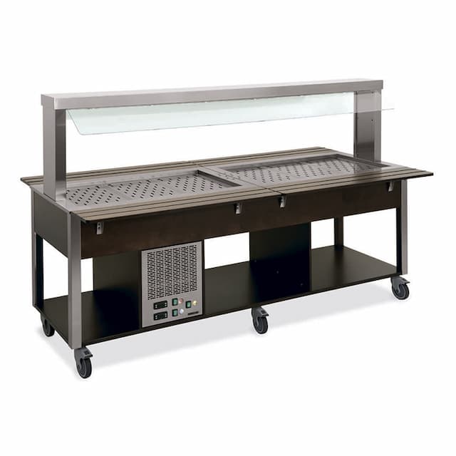 Стол Шведский комбинированный (защитное стекло статичное) MetalCarrelli 6920.5F2-R (дуб)