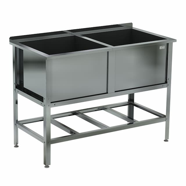 Ванна моечная двухсекционная сварная с бортом КОБОР ВМСБ/2-134/70/430